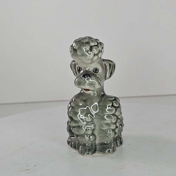 Vintage Goebel Germany Ceramic Poodle Figurine Gray Glossy Collectible Dog - Picture 2 of 8